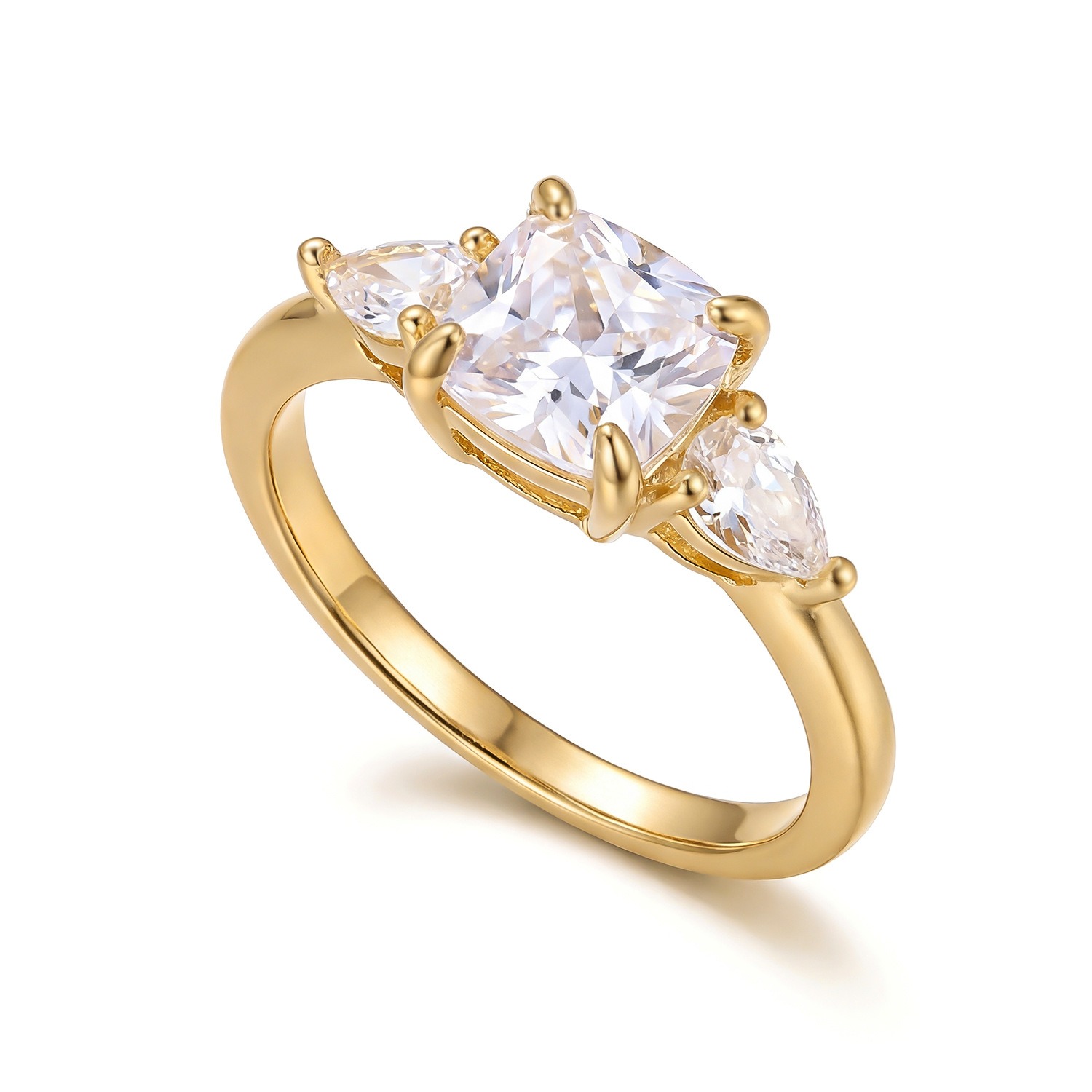 Sterling Silver Three-Stone Princess Cut Ring