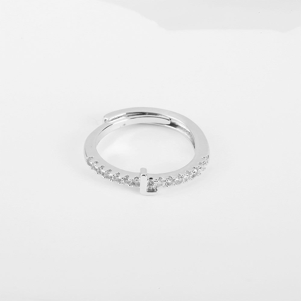 26 Letters Optional Diamond-Encrusted Ring - Gold/Silver Two-Color Women's Light Luxury Minimalist Personalized Accessory