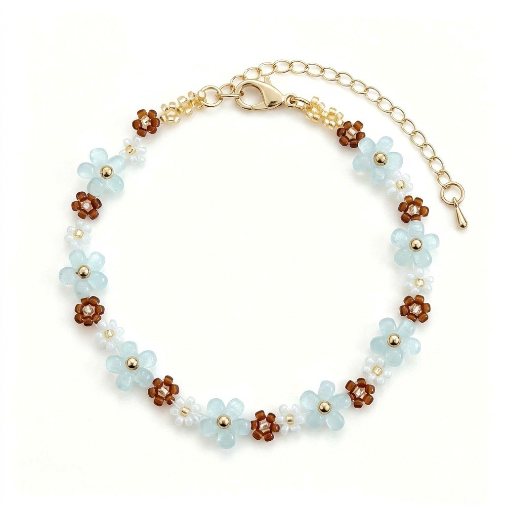 Artisan Hand-Strung Flower Beaded Bracelet