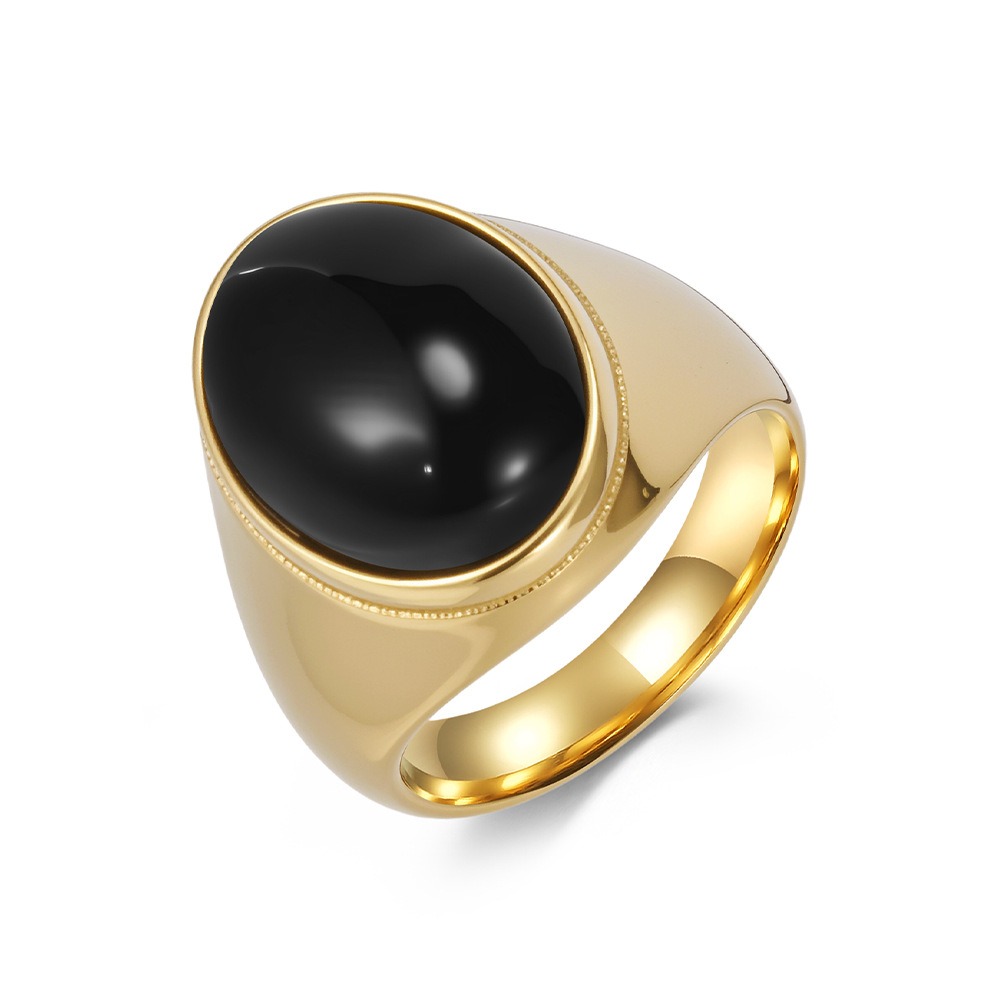 Vintage Oval Cabochon Natural Stone Signet Ring