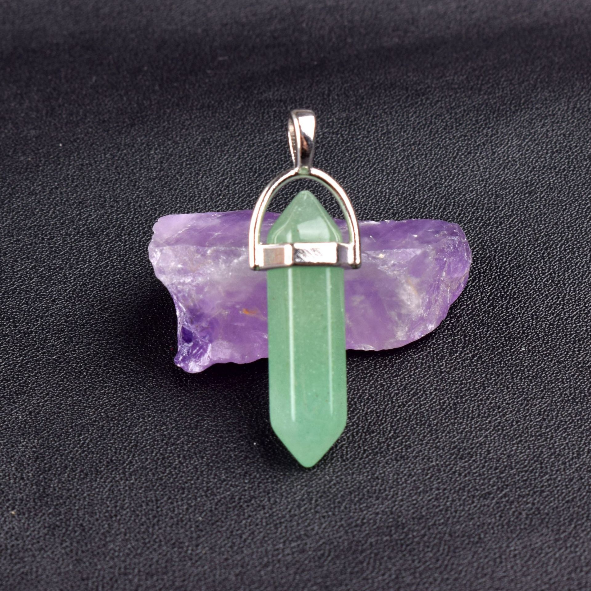 Natural Energy Crystal Point Pendant 2-Piece Set Multi-Color Healing Stone Niche Jewelry