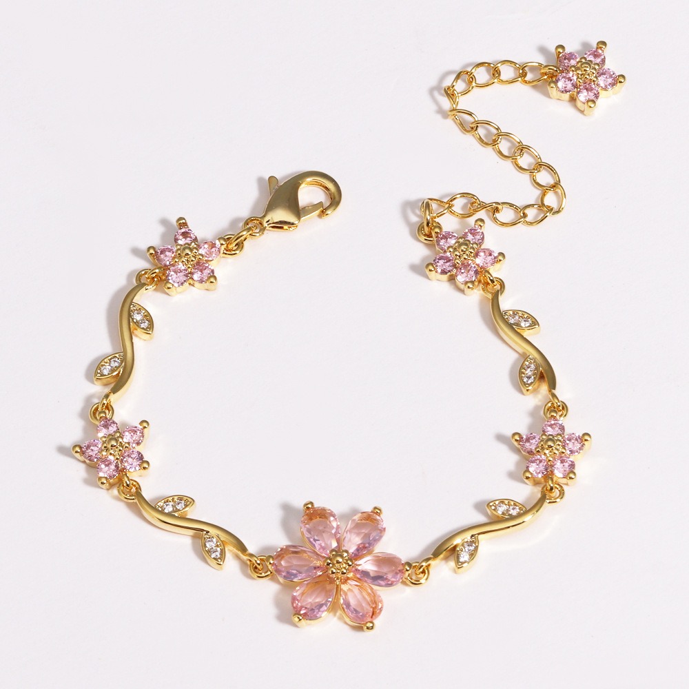 Bloom Sparkle Two-Tone Zircon Flower Bracelet