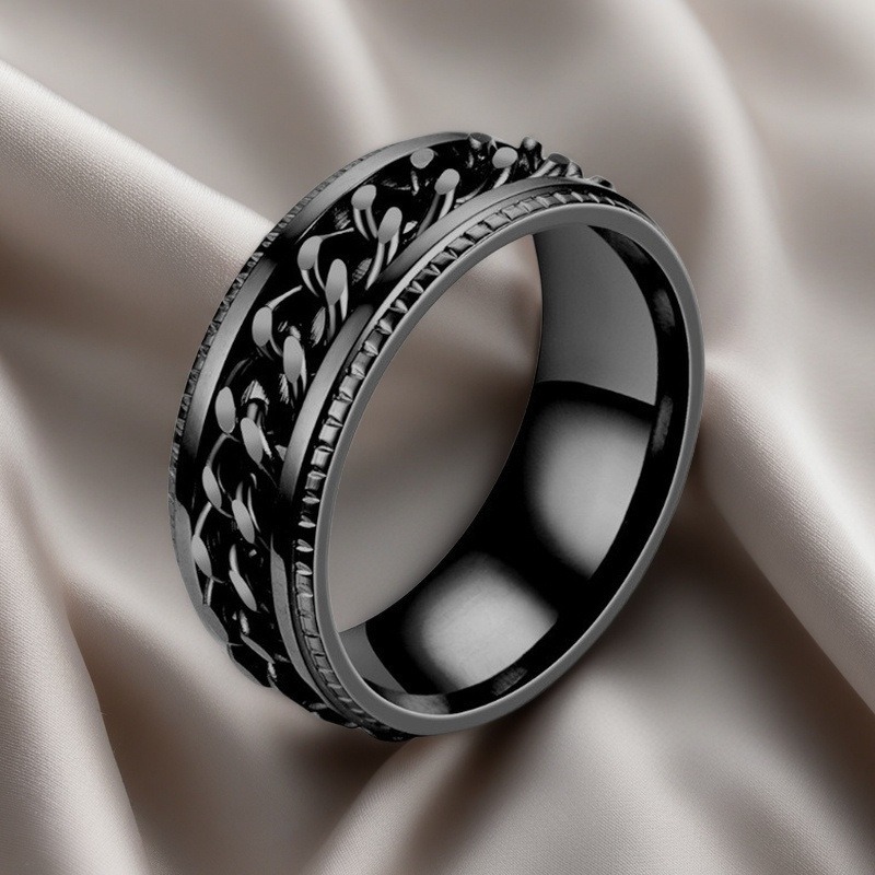 Spin Chain Calm Rotatable Anxiety Relief Ring Fingertip Healing with Subtle Sophistication