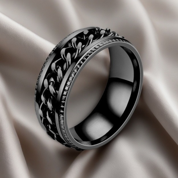 Spin Chain Calm Rotatable Anxiety Relief Ring Fingertip Healing with Subtle Sophistication