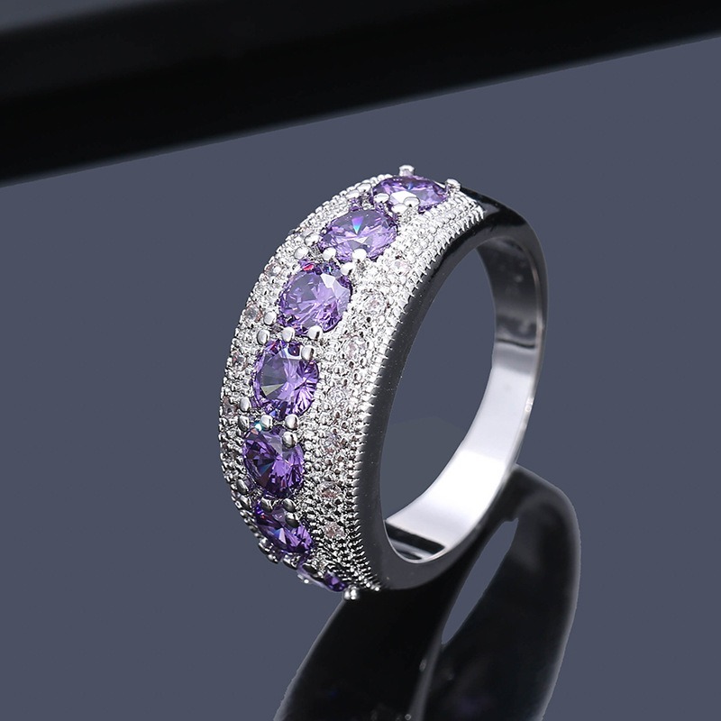 Stellar Row Platinum-Plated Multi-Color Gem Row Ring