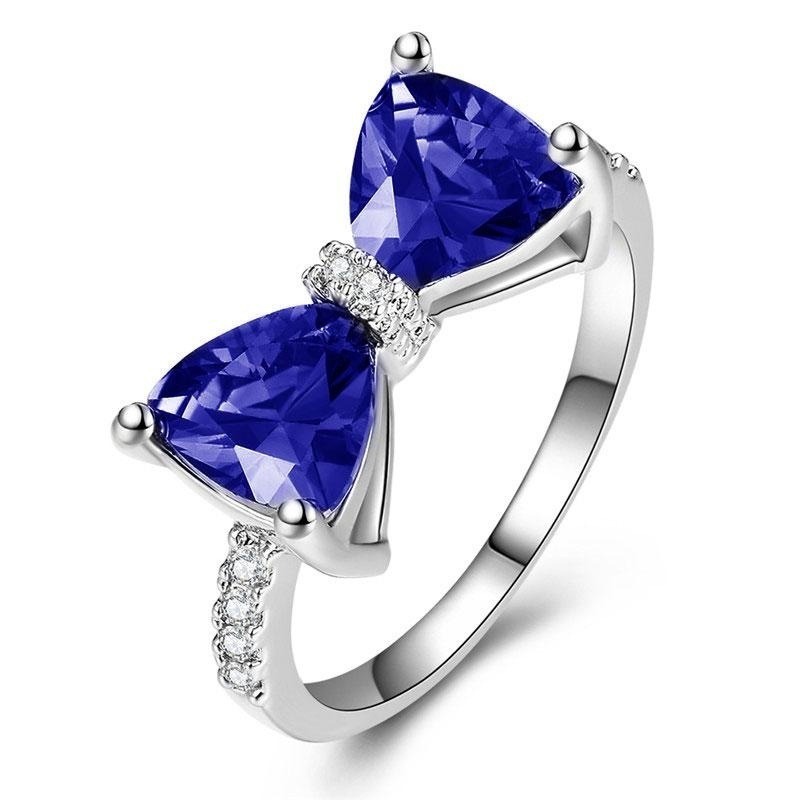 Bowtie Starburst Sterling Silver Multi-Gem Bow Ring（Free shipping on orders of two or more items）