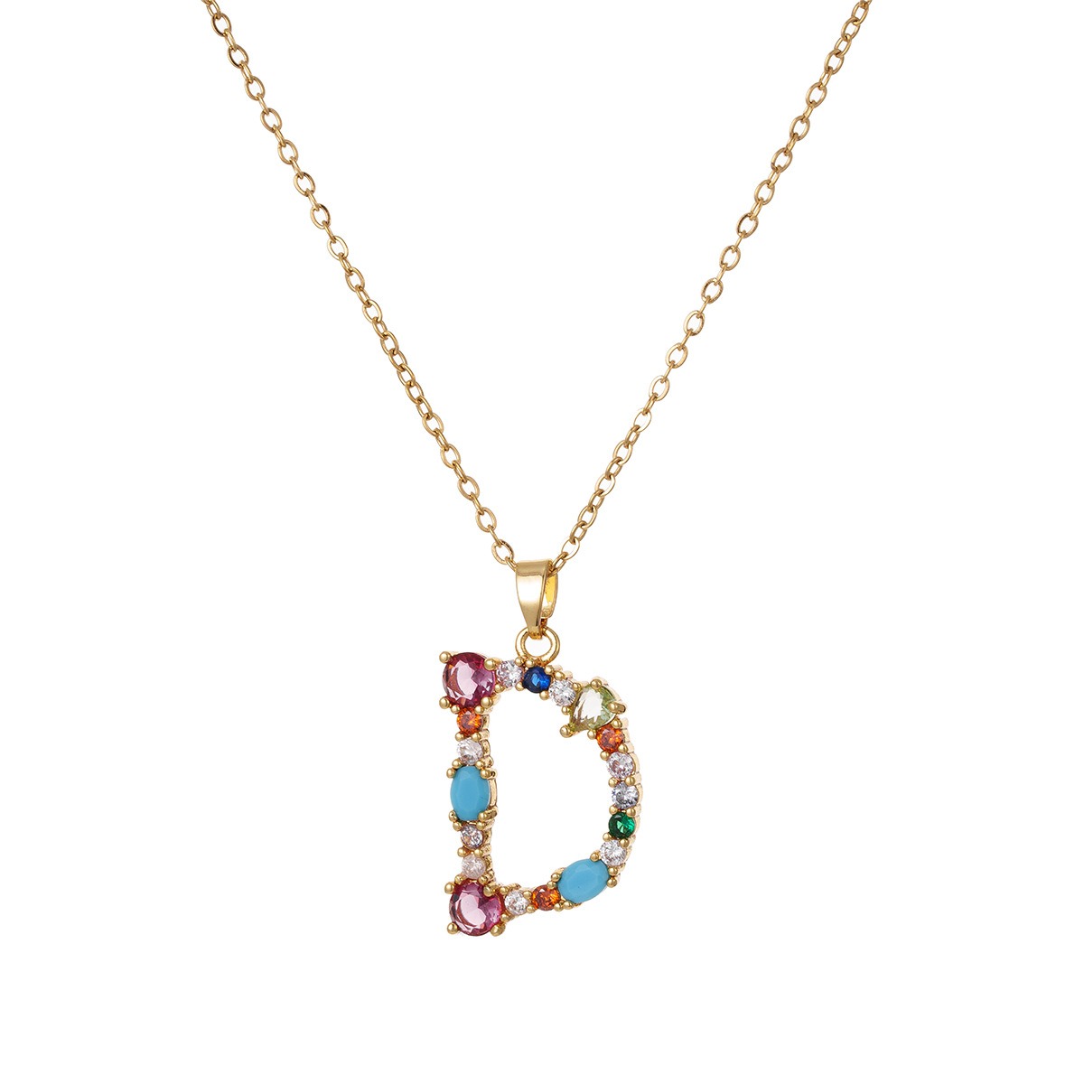 Personalized Colorful Gemstone Initial Necklace