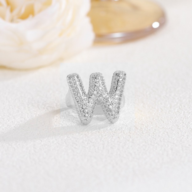 Letter Starburst 18K Gold Diamond 26-Letter Open Ring（Free shipping on orders of two or more items）