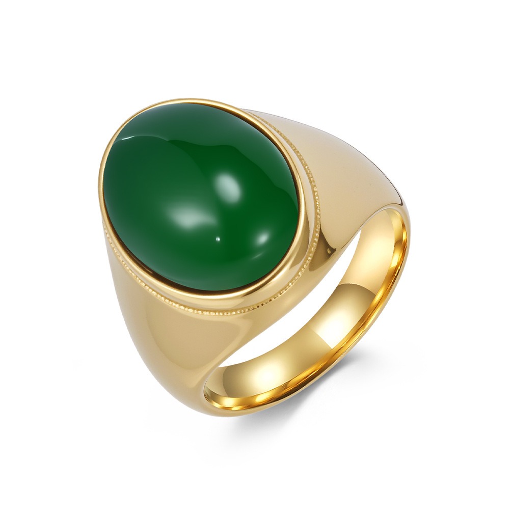 Vintage Oval Cabochon Natural Stone Signet Ring