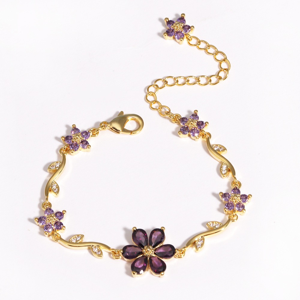 Bloom Sparkle Two-Tone Zircon Flower Bracelet