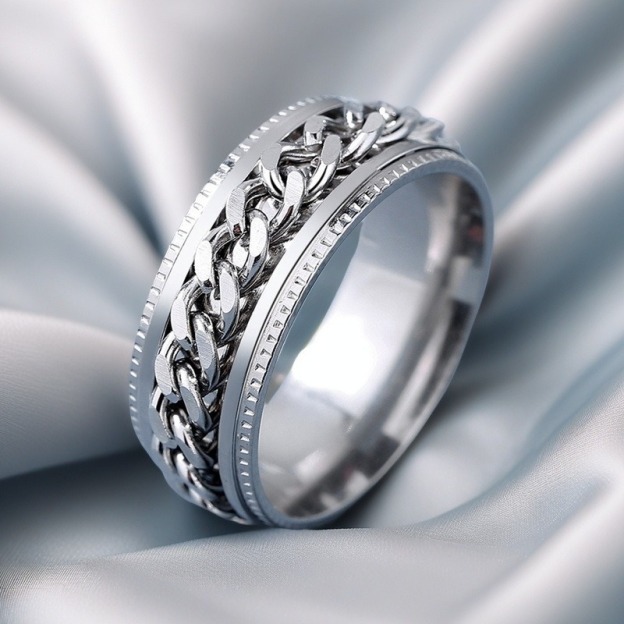 Spin Chain Calm Rotatable Anxiety Relief Ring Fingertip Healing with Subtle Sophistication