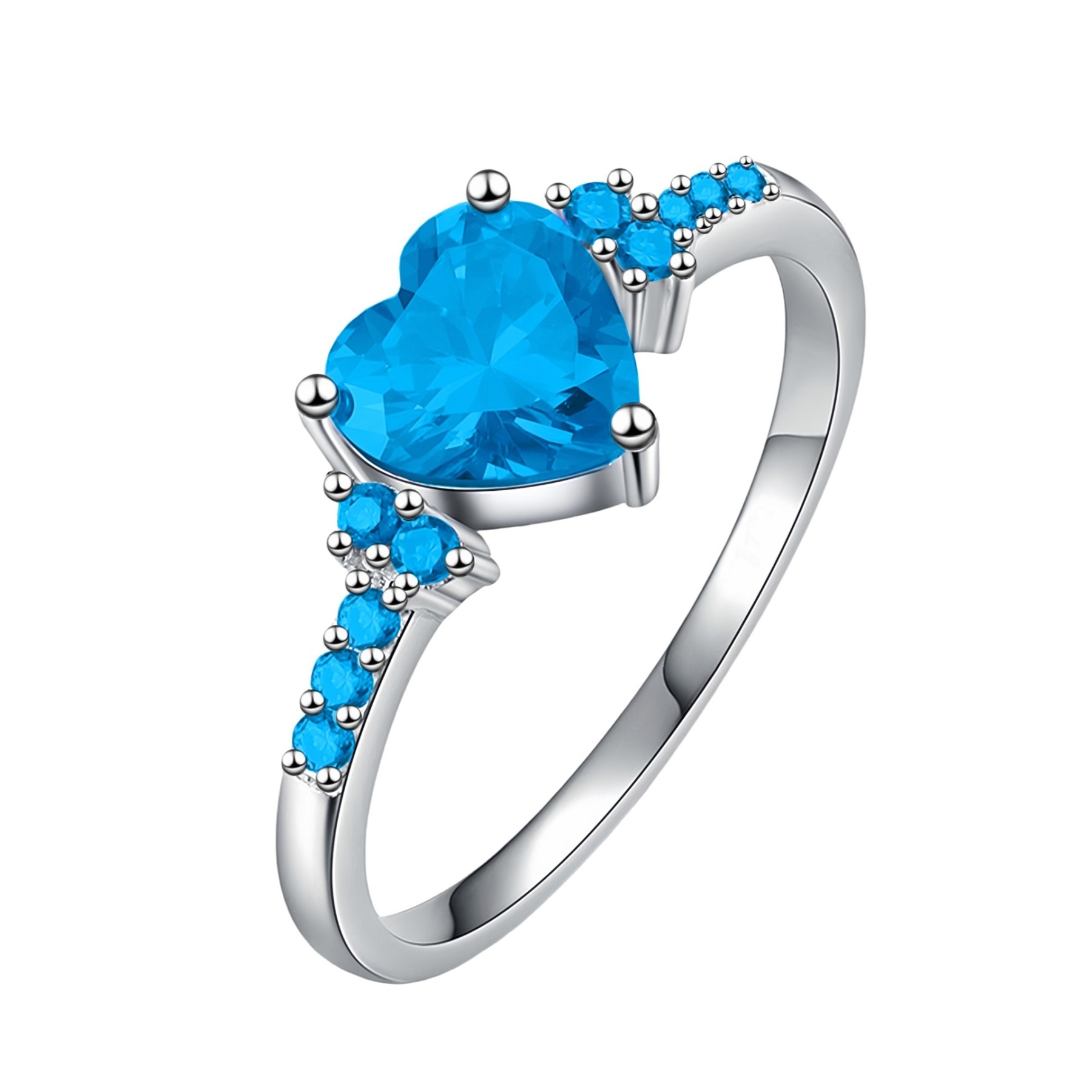 Heart of Color S925 Sterling Silver Heart Gemstone Ring