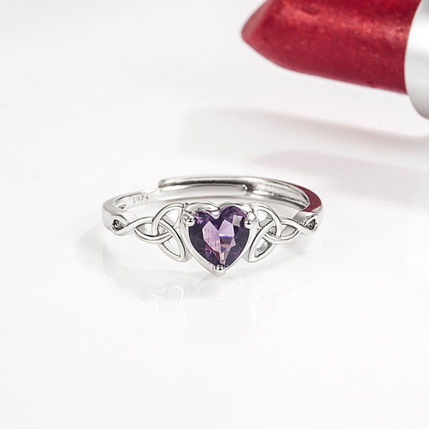 Heart Knot Guardian S925 Sterling Silver Heart Celtic Knot Ring