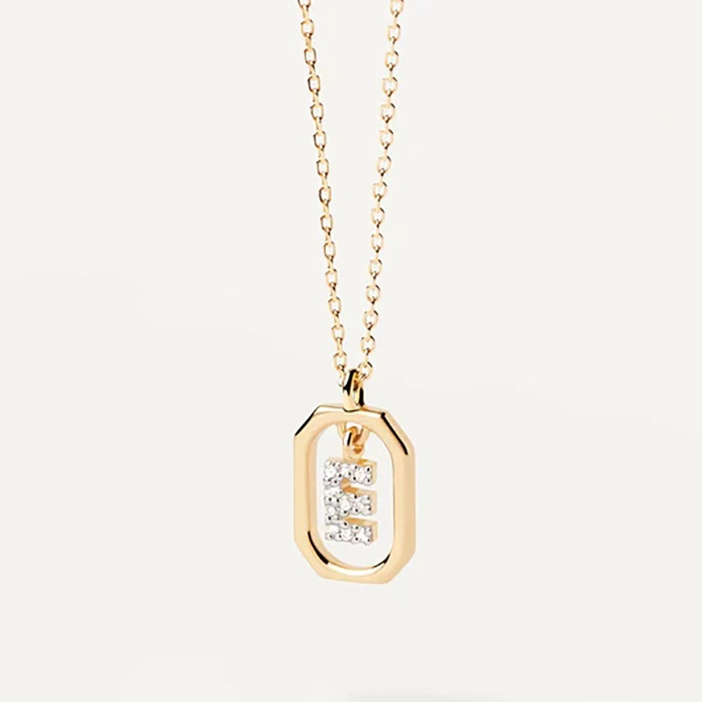 Personalized Touch 18K Gold Diamond 26 Letters Rotating Tag Necklace