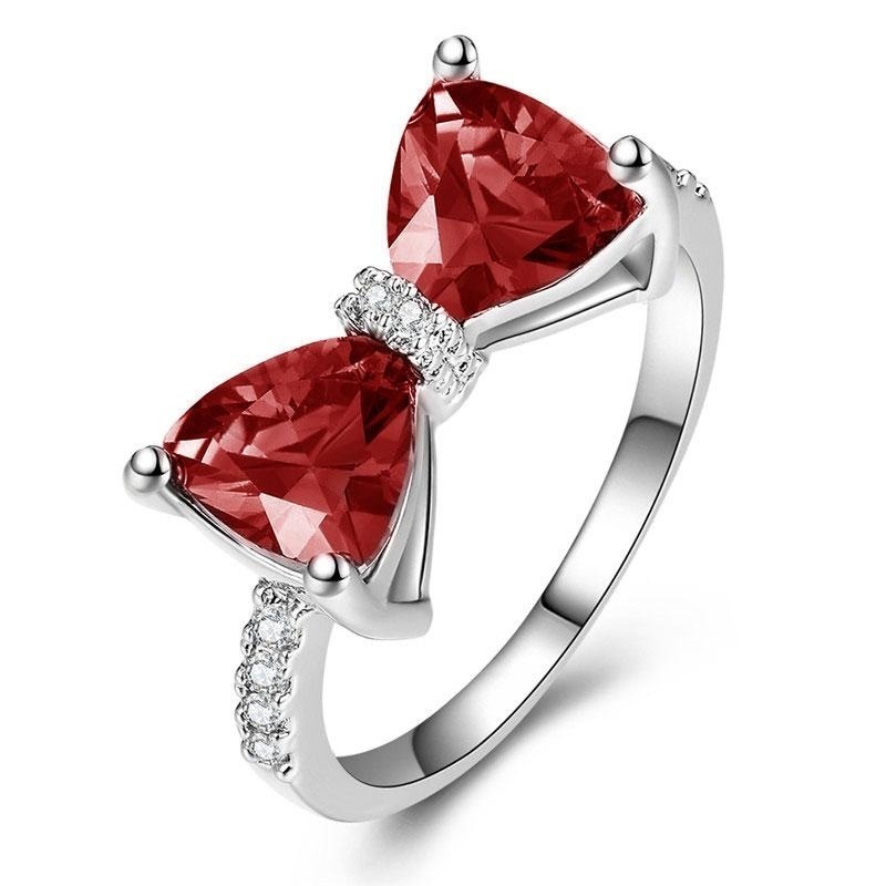 Bowtie Starburst Sterling Silver Multi-Gem Bow Ring（Free shipping on orders of two or more items）