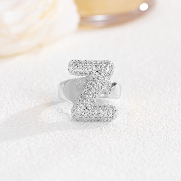 Letter Starburst 18K Gold Diamond 26-Letter Open Ring（Free shipping on orders of two or more items）