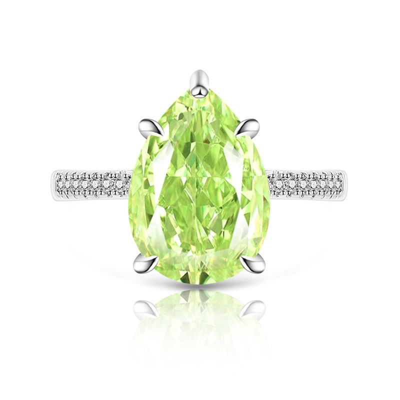 Sterling Silver 6-Prong Pear Cut Color Gem Ring