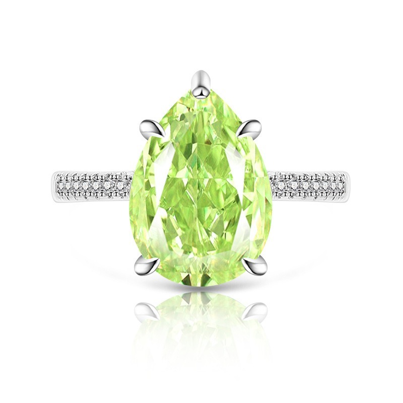 Sterling Silver 6-Prong Pear Cut Color Gem Ring