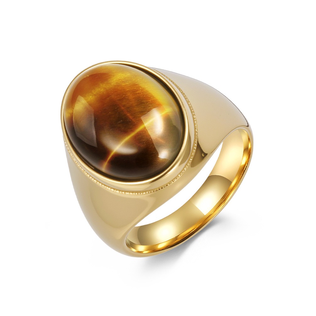 Vintage Oval Cabochon Natural Stone Signet Ring