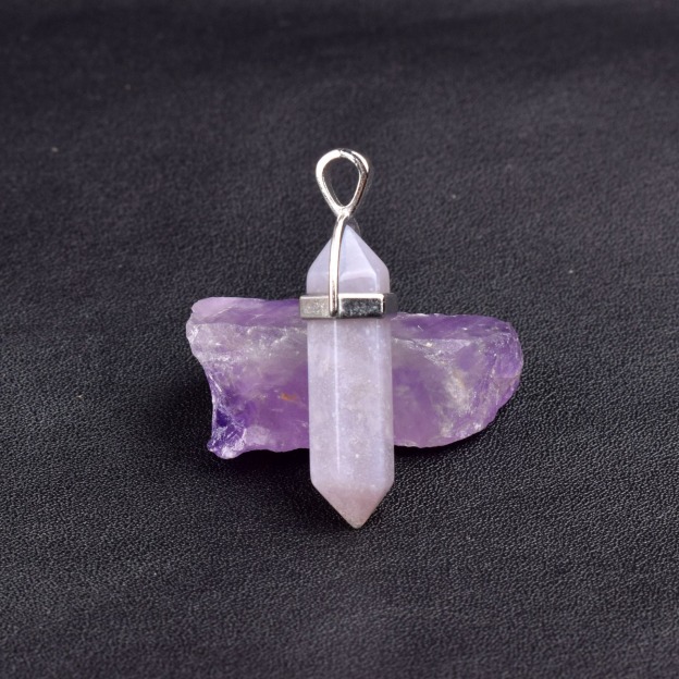 Natural Energy Crystal Point Pendant 2-Piece Set Multi-Color Healing Stone Niche Jewelry