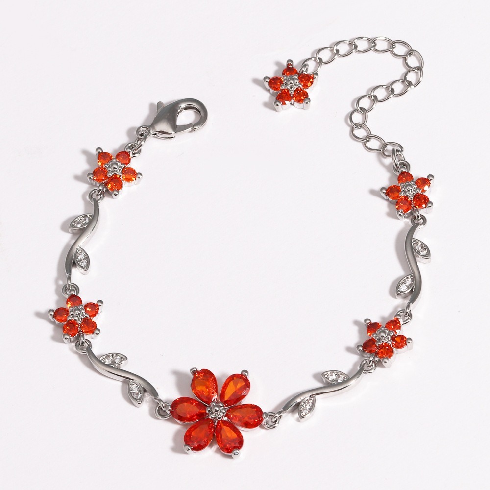 Bloom Sparkle Two-Tone Zircon Flower Bracelet