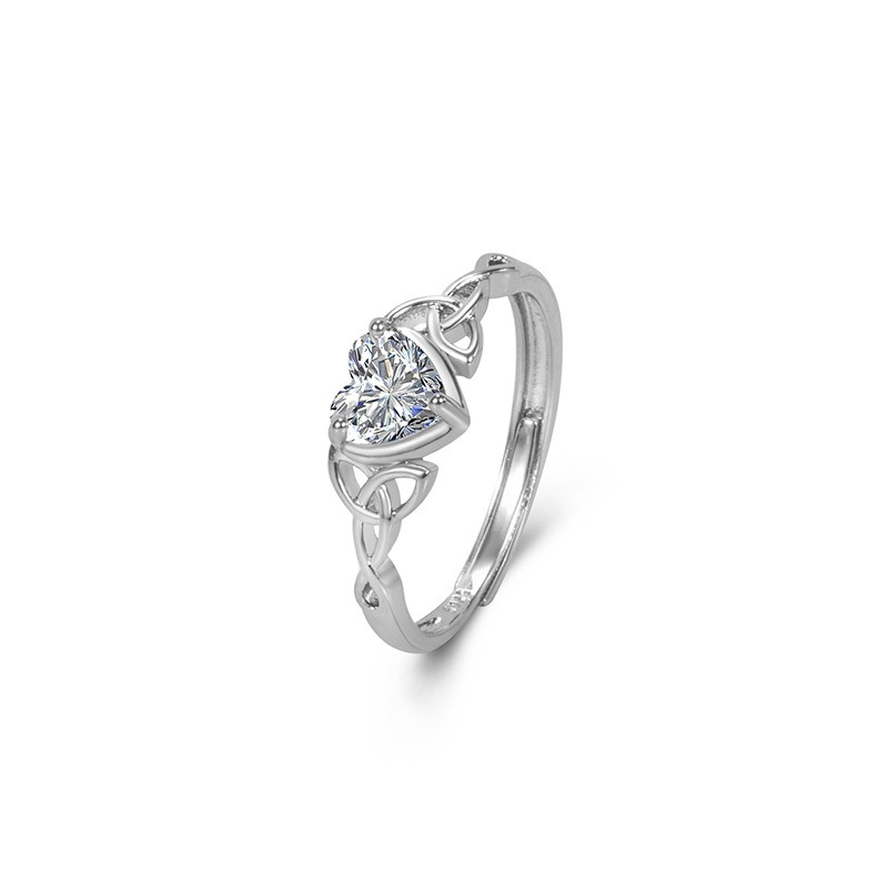 Heart Knot Guardian S925 Sterling Silver Heart Celtic Knot Ring