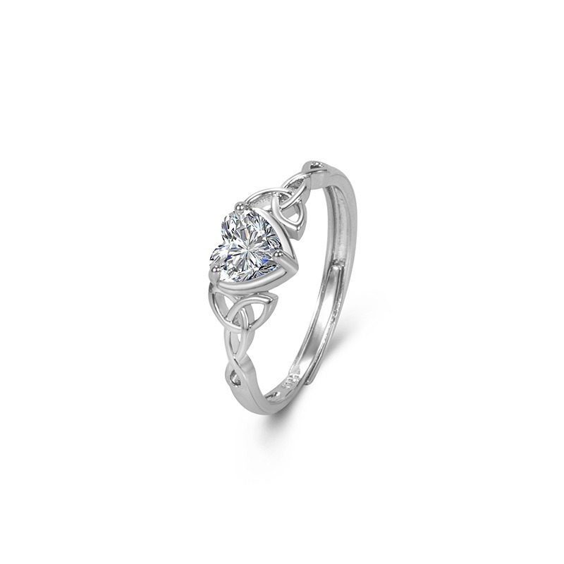 Heart Knot Guardian S925 Sterling Silver Heart Celtic Knot Ring