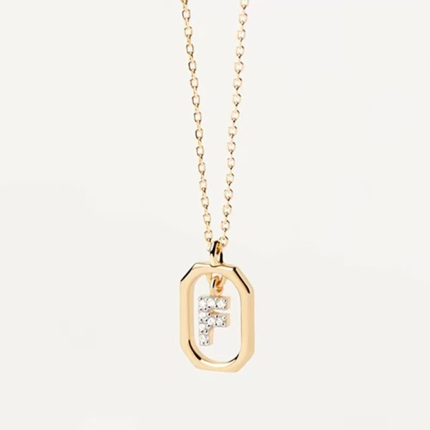 Personalized Touch 18K Gold Diamond 26 Letters Rotating Tag Necklace