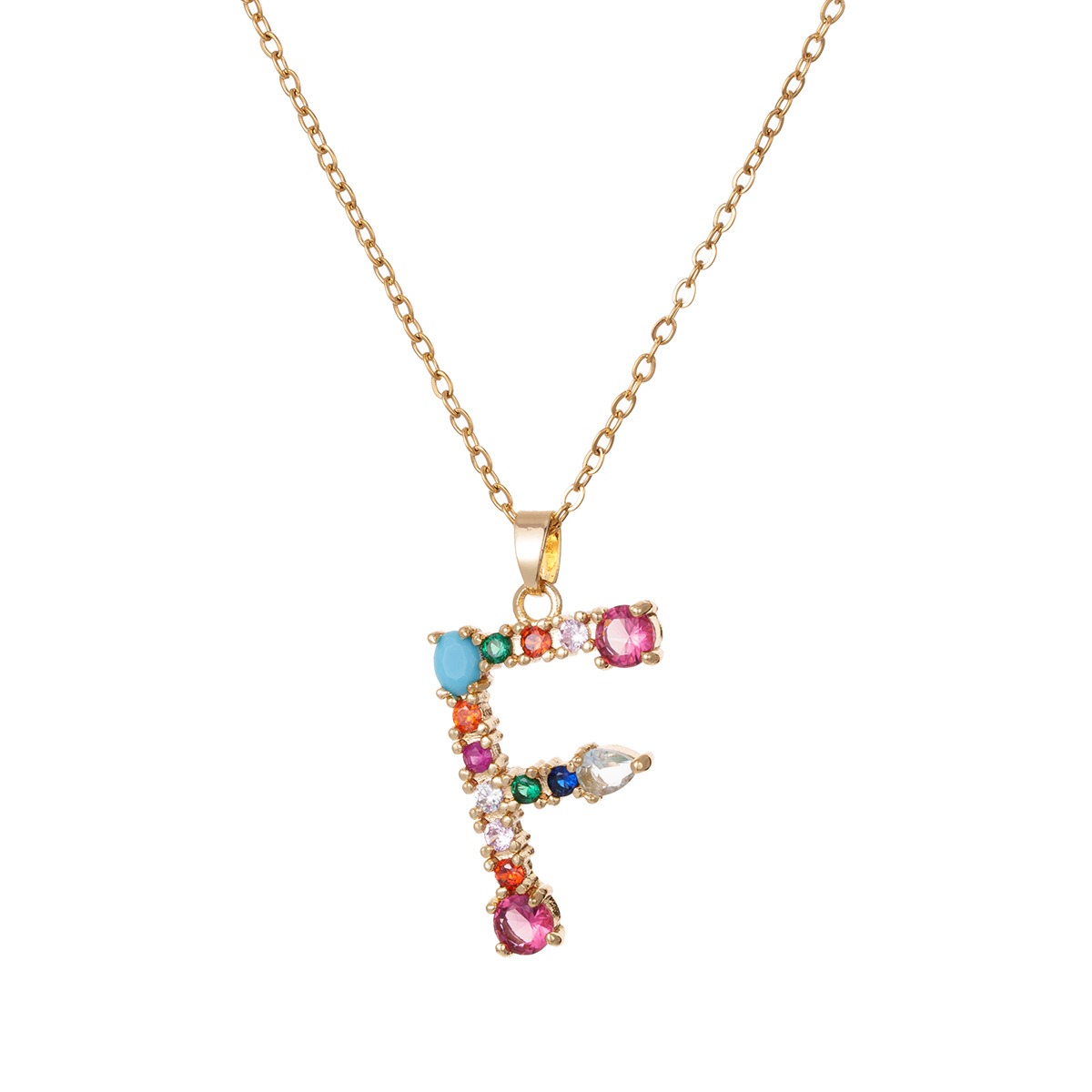 Personalized Colorful Gemstone Initial Necklace