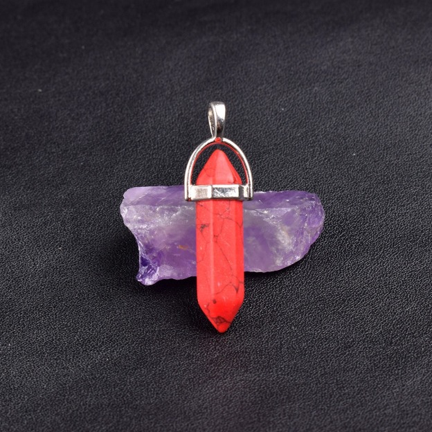 Natural Energy Crystal Point Pendant 2-Piece Set Multi-Color Healing Stone Niche Jewelry