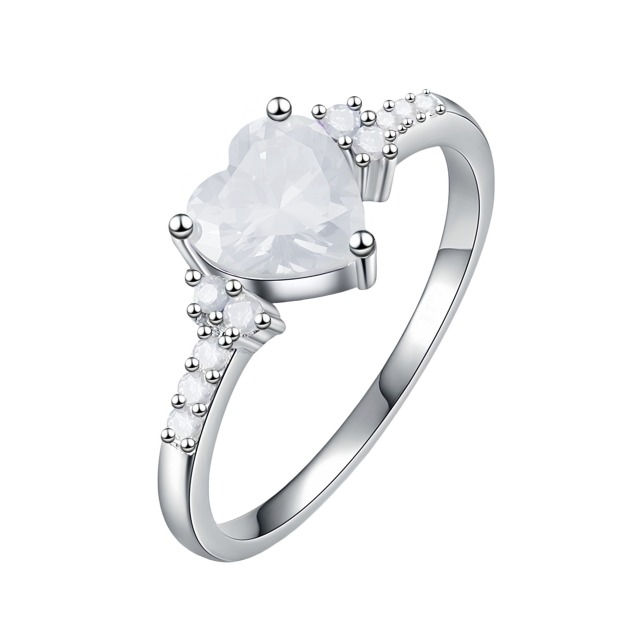 Heart of Color S925 Sterling Silver Heart Gemstone Ring