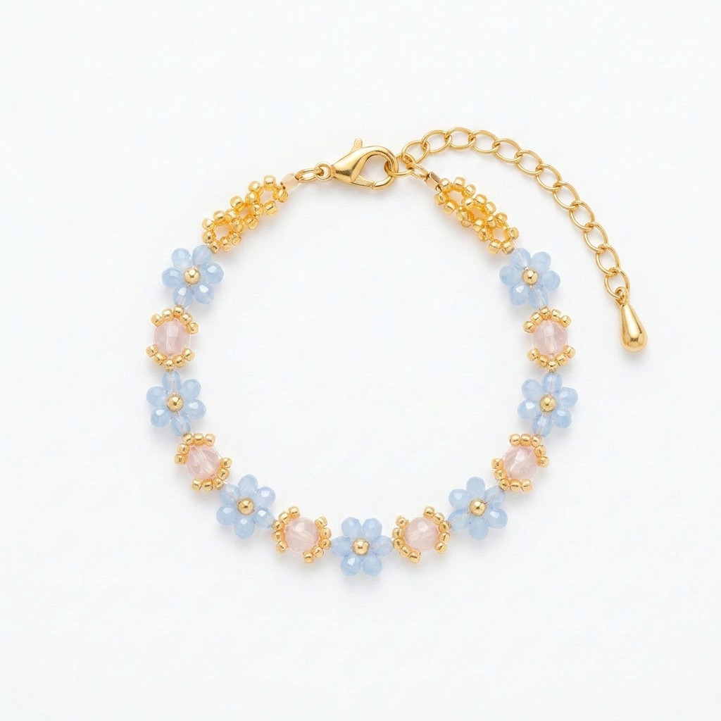 Artisan Hand-Strung Flower Beaded Bracelet