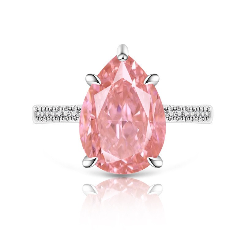 Sterling Silver 6-Prong Pear Cut Color Gem Ring