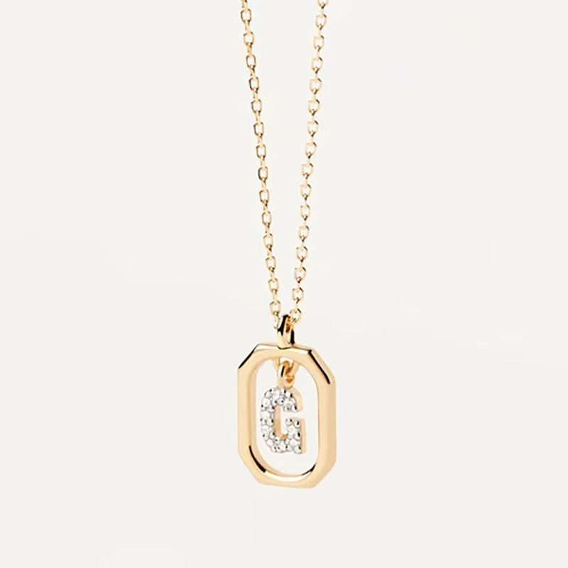 Personalized Touch 18K Gold Diamond 26 Letters Rotating Tag Necklace