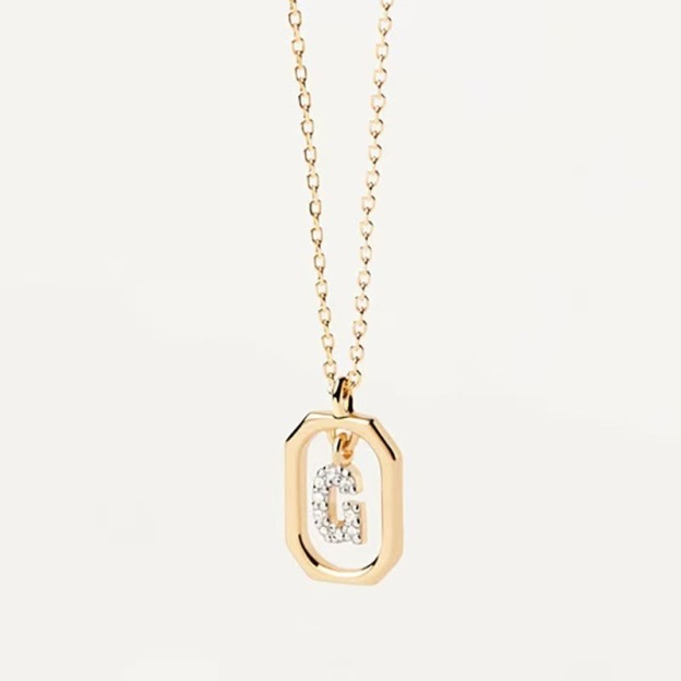 Personalized Touch 18K Gold Diamond 26 Letters Rotating Tag Necklace