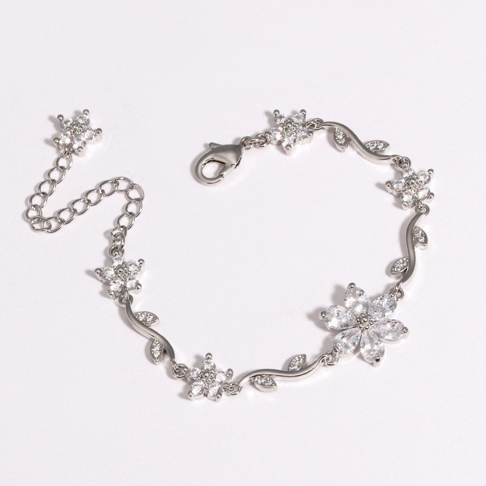 Bloom Sparkle Two-Tone Zircon Flower Bracelet