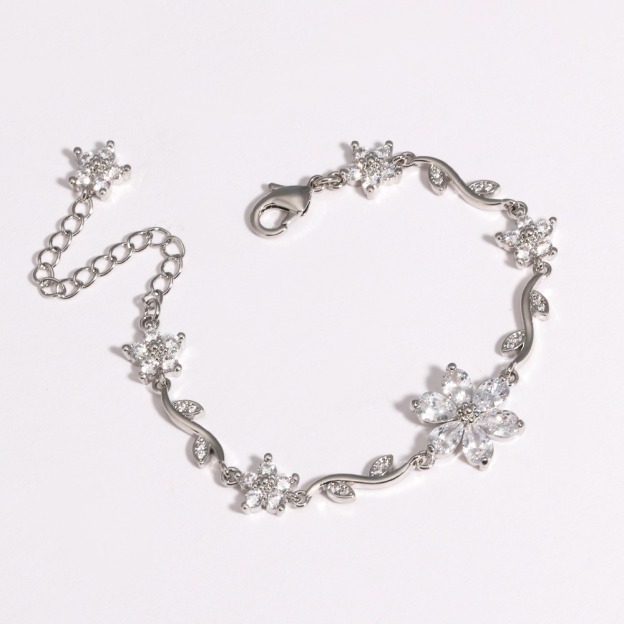 Bloom Sparkle Two-Tone Zircon Flower Bracelet