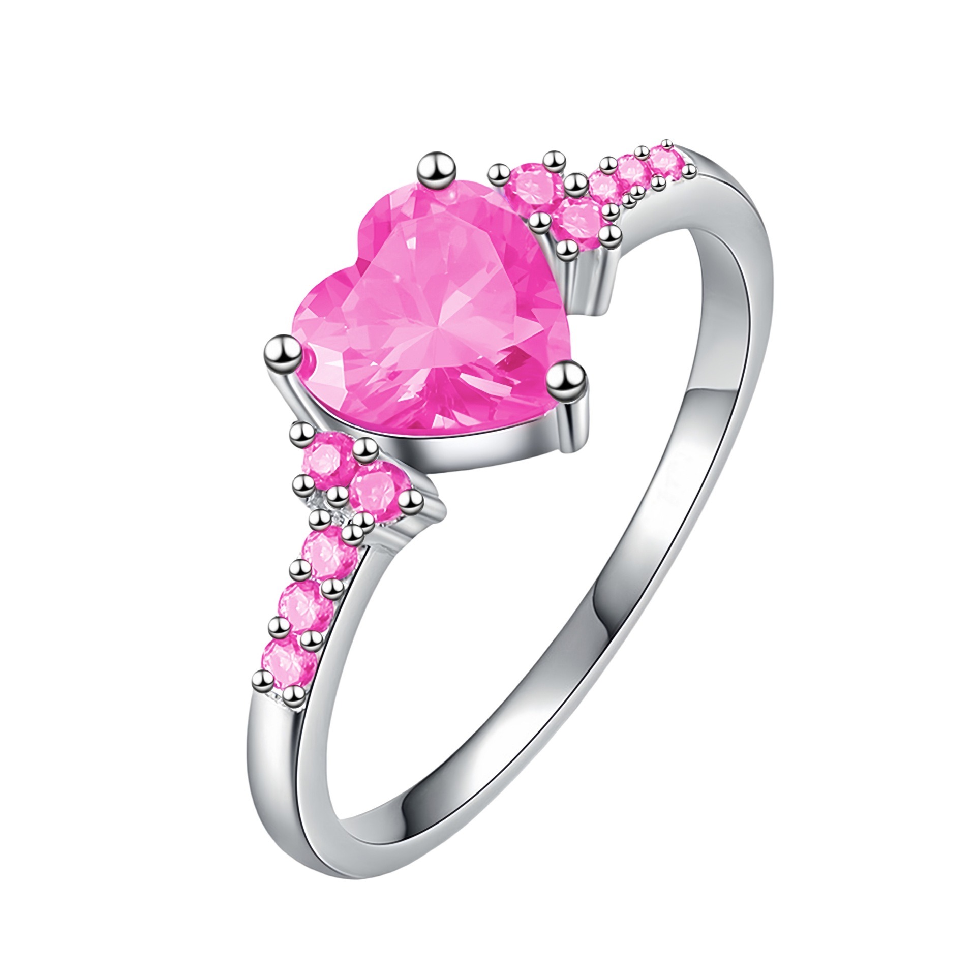 Heart of Color S925 Sterling Silver Heart Gemstone Ring