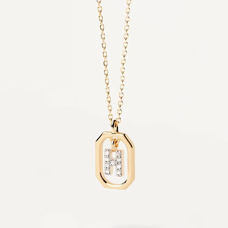 Personalized Touch 18K Gold Diamond 26 Letters Rotating Tag Necklace