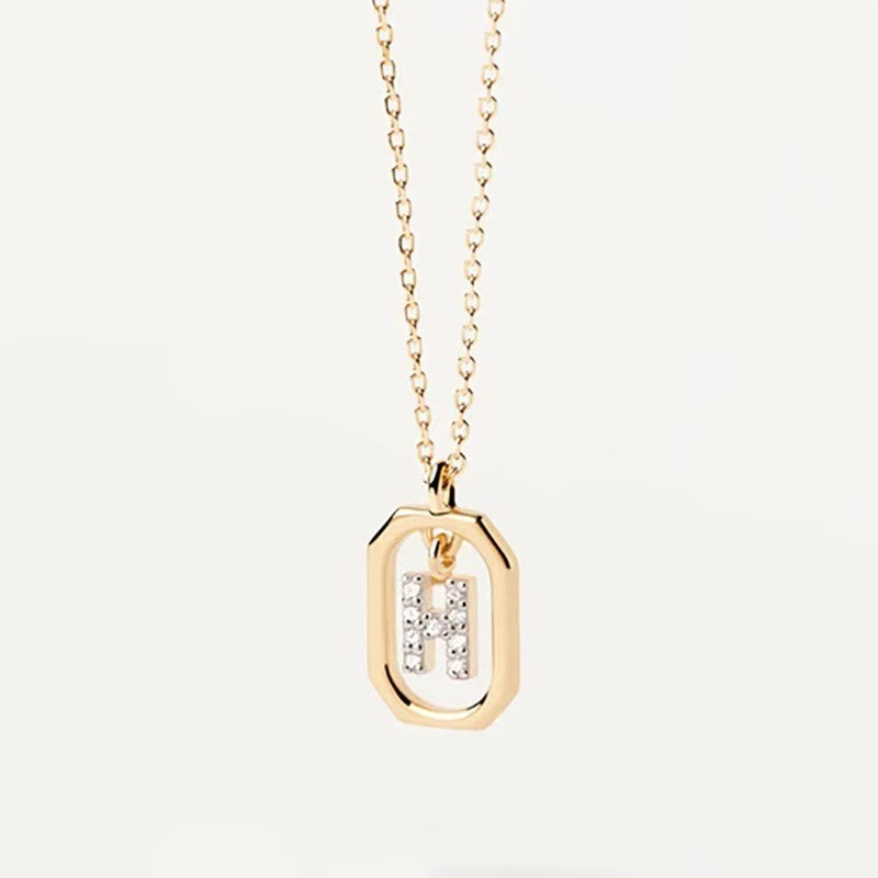 Personalized Touch 18K Gold Diamond 26 Letters Rotating Tag Necklace