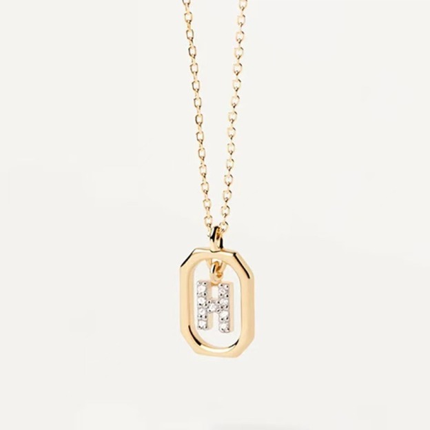 Personalized Touch 18K Gold Diamond 26 Letters Rotating Tag Necklace
