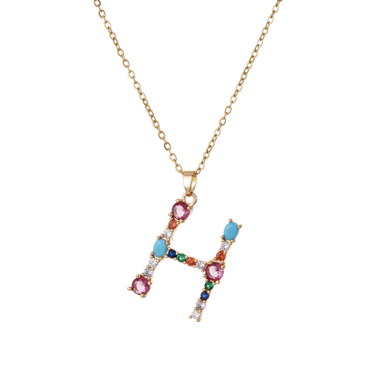 Personalized Colorful Gemstone Initial Necklace