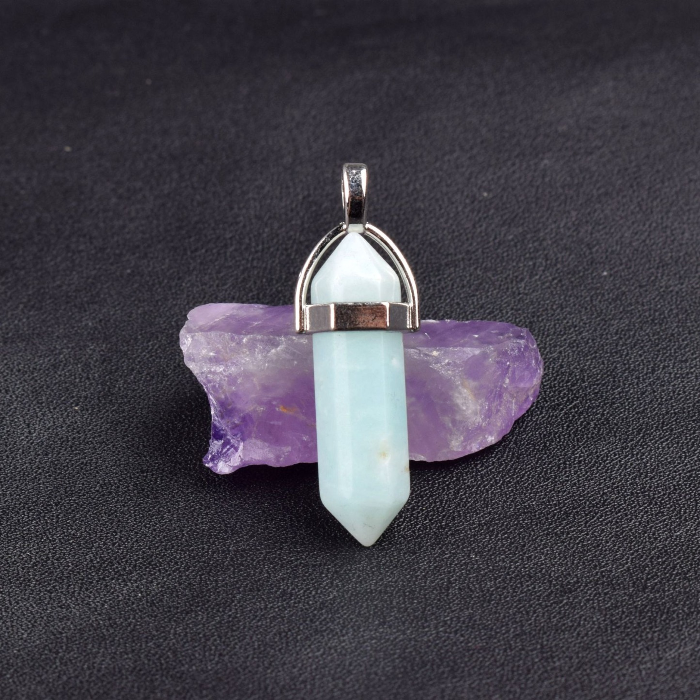 Natural Energy Crystal Point Pendant 2-Piece Set Multi-Color Healing Stone Niche Jewelry
