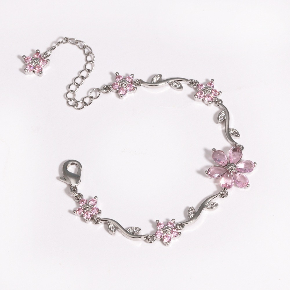 Bloom Sparkle Two-Tone Zircon Flower Bracelet