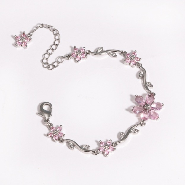 Bloom Sparkle Two-Tone Zircon Flower Bracelet
