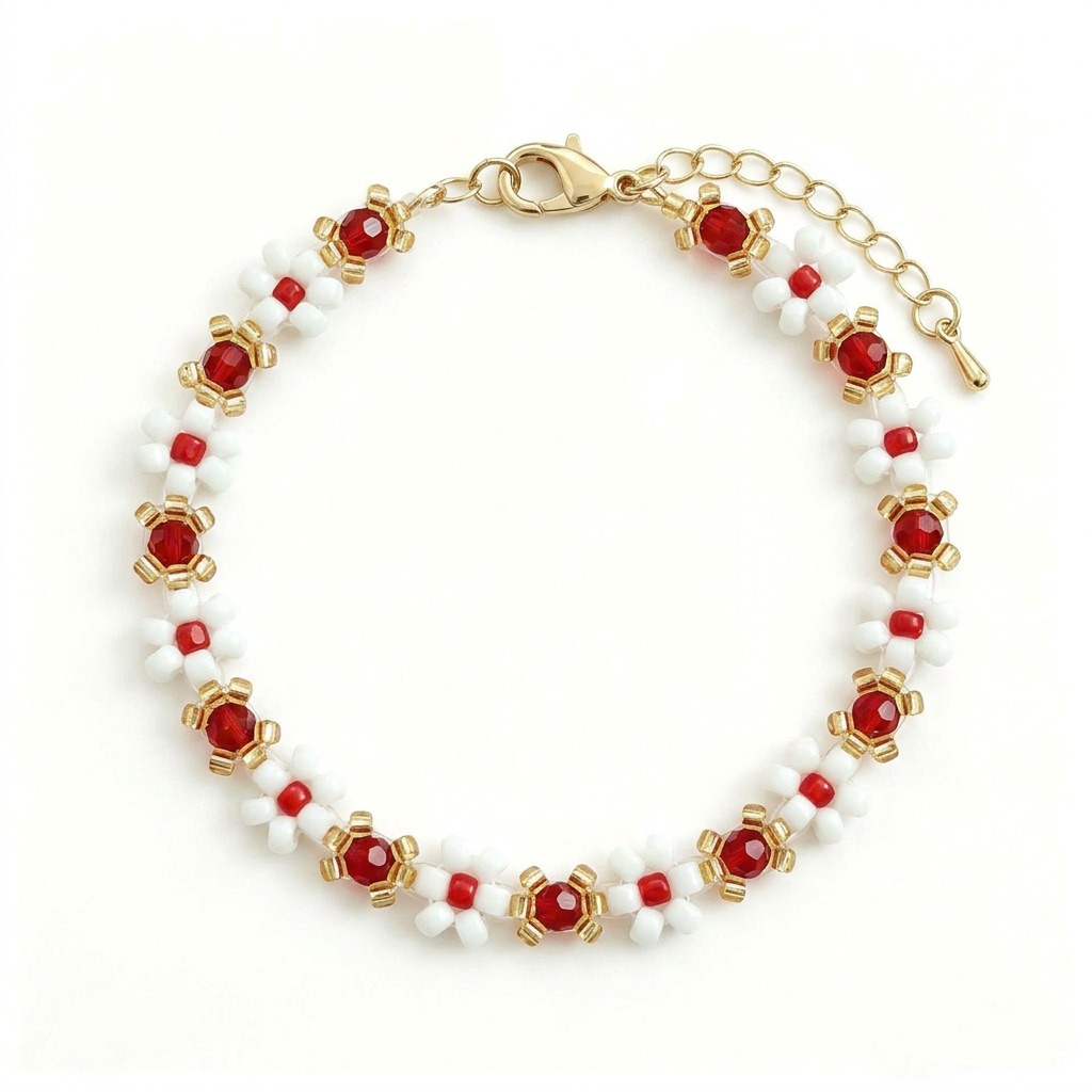 Artisan Hand-Strung Flower Beaded Bracelet