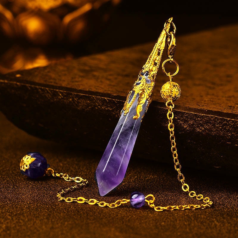 Natural Amethyst Double Terminated Point Pendulum Pendant