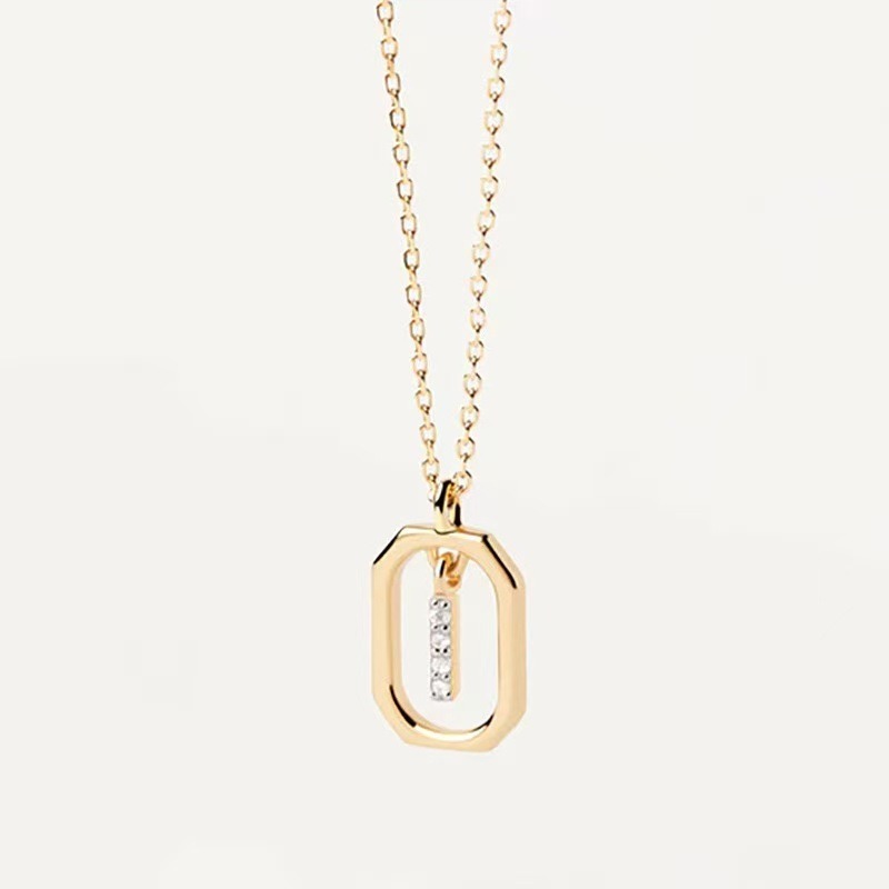 Personalized Touch 18K Gold Diamond 26 Letters Rotating Tag Necklace