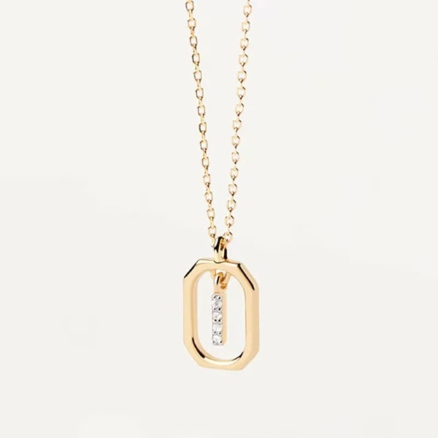Personalized Touch 18K Gold Diamond 26 Letters Rotating Tag Necklace