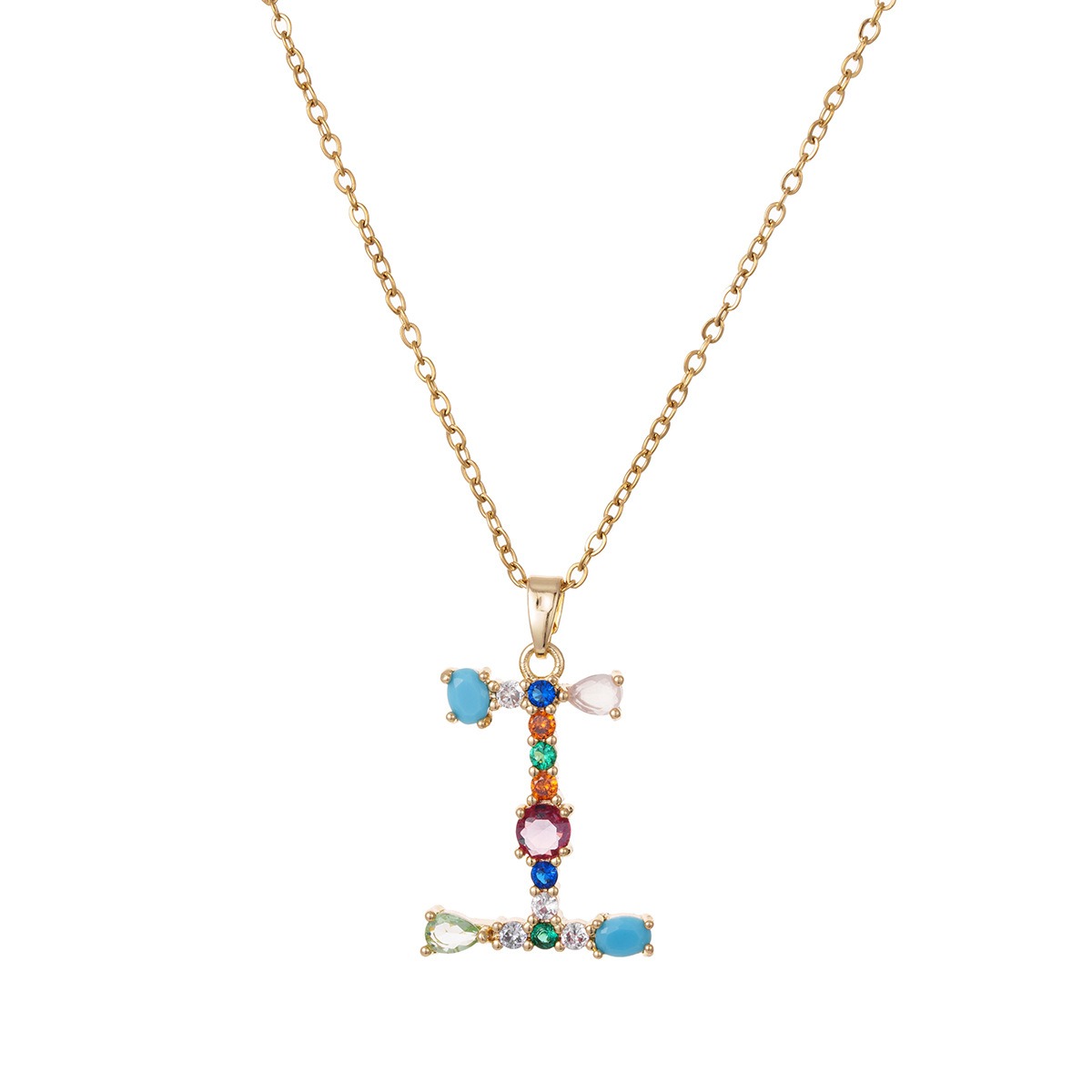 Personalized Colorful Gemstone Initial Necklace